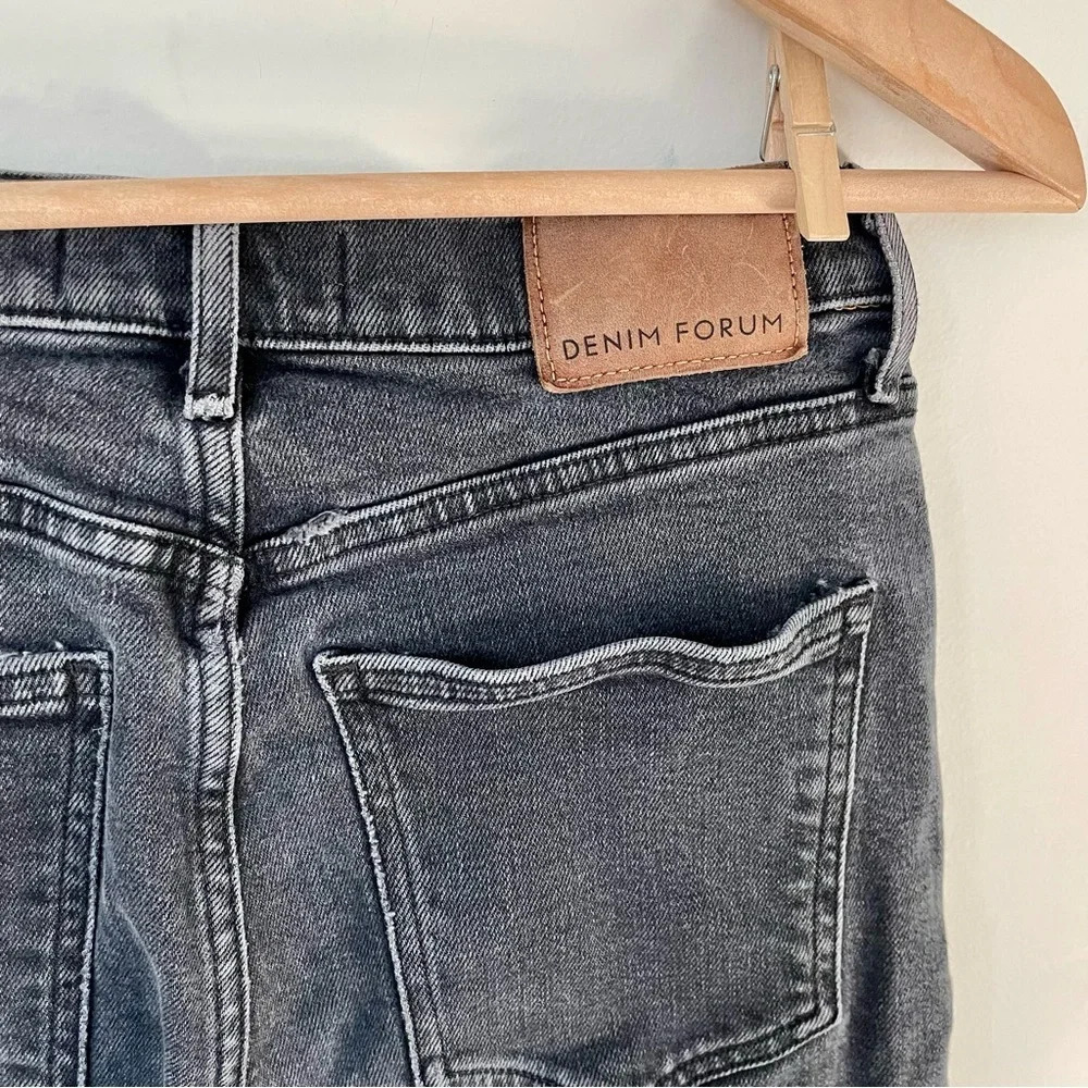 Denim Forum Arlo High Rise Straight Cropped Raw Hem Denim Jeans In Black Size 26 - Picture 9 of 9
